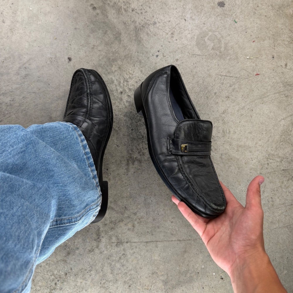 Vintage Y2K Bostonian Mens Black Leather Penny Loafers Slip On Dress Shoes 11